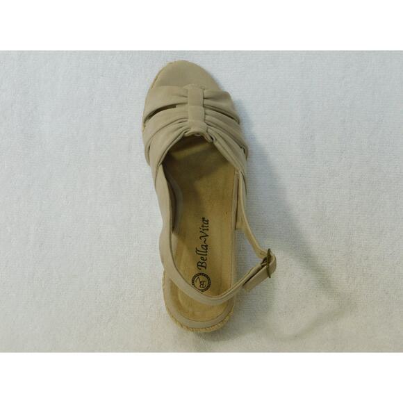 W634 Bella Vita Natural in Linen Print Cheerful Espadrille Wedge Sandal - 9 N - Picture 4 of 5